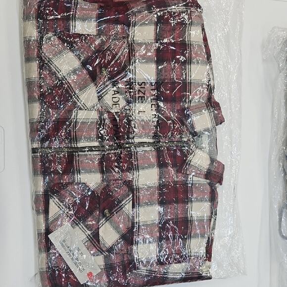NWT Men's River Trail Zip Plaid Flannel Jacket  in Red and White Large MSRP $85. - Picture 2 of 6